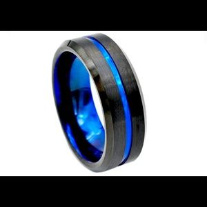 NEW Tungsten Carbide Thin Blue Line Ring Size 10